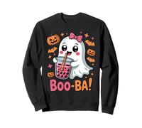 Kawaii Boba Tea Boo Ghost Halloween Girl Women Coquette Bow Sweatshirt