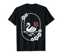 Kawaii Boston City - Swan and Sakura - Japanese Aesthetic T-Shirt