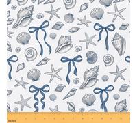 Kawaii Bowknot Fabric by The Yard,Conch Shell Simple Bows Dot Soft Flannel Polyester Fabric,Dreamy Princess No Stretch Fabrics Kids Girls Sewing Lovers,Gray Bule Fabrics 1 Yard Pre-Cut,36" L x 59" W