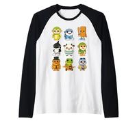 Kawaii Brainrot Character Cute Chibi Animals Kids Boys Raglan Baseball Tee