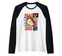 Kawaii Breakfast Combo - Cute Egg, Bacon and Sausage Cartoon Raglan Baseball Tee