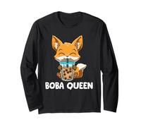 Kawaii Bubble Tea Fox Boba Queen Cute Boba Fox Long Sleeve T-Shirt