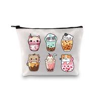 Kawaii Bubble Tea Makeup Bag Cat Boba Tea Lover Gift Bubble Tea Girl Gift Boba Drinking Cosmetic Bag (cat Bubble ku)