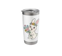 Kawaii Bunny Flower Bouquet Cute Spring Easter Cottagecore Stainless Steel Insulated Tumbler