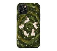 Kawaii Bunny Galaxy Cute Rabbit Starry Night Green Spiral Case for iPhone 11 Pro