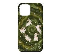 Kawaii Bunny Galaxy Cute Rabbit Starry Night Green Spiral Case for iPhone 12 mini