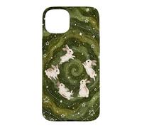 Kawaii Bunny Galaxy Cute Rabbit Starry Night Green Spiral Case for iPhone 15 Plus