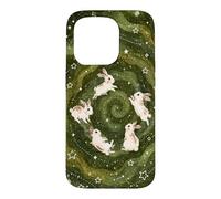 Kawaii Bunny Galaxy Cute Rabbit Starry Night Green Spiral Case for iPhone 15 Pro