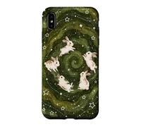 Kawaii Bunny Galaxy Cute Rabbit Starry Night Green Spiral Case for iPhone XS Max