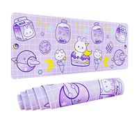 Kawaii Bunny Gaming Mouse Pad - Extended Large Purple XL Moon Mouse Mat, 31.5 X 11.8 Inch