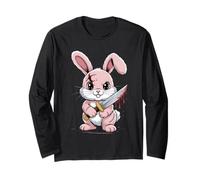 Kawaii Bunny Knife Mixed Emotions Cute Killer Character Long Sleeve T-Shirt