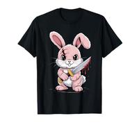 Kawaii Bunny Knife Mixed Emotions Cute Killer Character T-Shirt