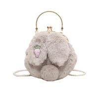Kawaii Bunny Shoulder Bag, Plush Bunny Shoulder Bag | a Kawaii , Hand for Girls Soft Plush Hand Bag for Girl Adorable Portafog, grey, riferimento alla descrizione