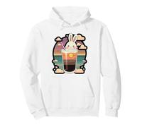 Kawaii Bunny Sunset Drink Aesthetic Vaporwave Art Pullover Hoodie