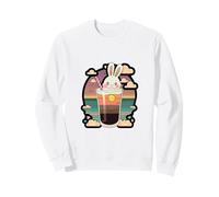 Kawaii Bunny Sunset Drink Aesthetic Vaporwave Art Sweatshirt