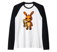 Kawaii Bunny Unicorn Spooky Cute Halloween Patchwork Rabbit Raglan Baseball Tee