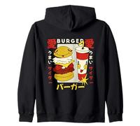 Kawaii Burger and Soda Japanese Retro Style Cute Cartoon Zip Hoodie