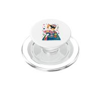 Kawaii Calico Cat Japanese Anime Kimono Folding Fan PopSockets PopGrip for MagSafe