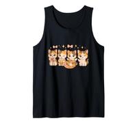 Kawaii Calico Cat Lineup Cute Boba Donut Bow Art Tank Top