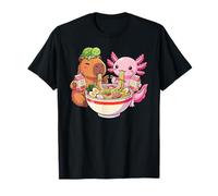 Kawaii Capybara Axolotl Turtle Ramen Strawberry Milk Anime T-Shirt