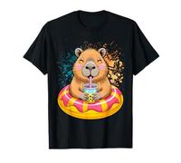 Kawaii Capybara Bubble Tea Pool Float Teen Girls and Her Mom T-Shirt