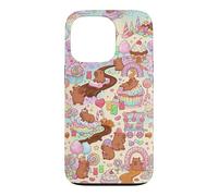 Kawaii Capybara Dessert Fantasy Cupcake Pattern Case for iPhone 13 Pro