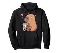 Kawaii Capybara Drinking Bubble Tea Boba Capybara Girls Kids Pullover Hoodie