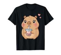 Kawaii Capybara Drinking Bubble Tea Cute Capybara Girls Kids T-Shirt