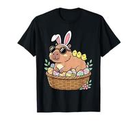 Kawaii Capybara Easter Bunny Sunglasses Basket Cute Chicks T-Shirt