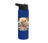 Kawaii Capybara Eating Ramen ラーメン Bowl Waves Stainless Steel Insulated Water Bottle