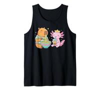 Kawaii Capybara Eating Ramen Cute Axolotl Bubble Tea Boba Tank Top