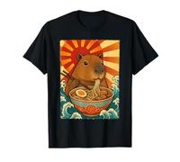 Kawaii Capybara Eating Ramen Noodles Japanese Art Anime T-Shirt