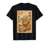 Kawaii Capybara Eating Ramen Watching Drama Japense Art Value Graphic T-Shirt