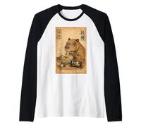 Kawaii Capybara Eating Ramen Watching Japanese K Drama Night Raglan Baseball Tee