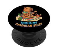Kawaii Capybara Playing Ukulele Hawaiian Aloha Tropical PopSockets Adhesive PopGrip