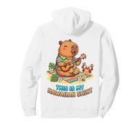 Kawaii Capybara Playing Ukulele Hawaiian Aloha Tropical Pullover Hoodie