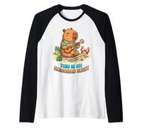 Kawaii Capybara Playing Ukulele Hawaiian Aloha Tropical Raglan Baseball Tee