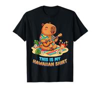Kawaii Capybara Playing Ukulele Hawaiian Aloha Tropical T-Shirt