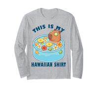 Kawaii Capybara Spa Pool Hawaiian Tropical Fruit Bath Aloha Long Sleeve T-Shirt