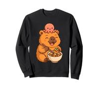 Kawaii Capybara with Octopus Eating Takoyaki Japanese Food Sweatshirt