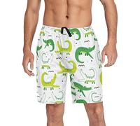 Kawaii Cartoon Crocodiles White Men's Pajama Pants Lounge Short Pants Pj Bottoms with Pockets S