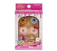 Kawaii Cartoon Cute Cat Doughnut Donut Rubber Set of 6 Candy Colourd Eraser Gift Set for Students Stationary (Pink)