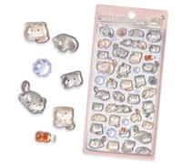 Kawaii Cartoon Kitten Theme Puffy Stickers - Cute Pallas Cats Bulk Sticker Mini 3D Relief Tiny Micro Decals for Adults Phone Case Scrapbooks Planner Journals Decoration