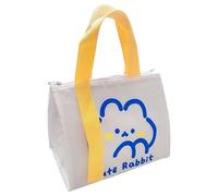 Kawaii Cartoon Lunch Bag Cute Insulated Bento Cooler Bag Reusable Lunch Tote Bag Container for Back to School Supplies (White)