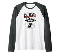 Kawaii Cat Believe Alien Space UFO Lover Abduction My Selfie Raglan Baseball Tee