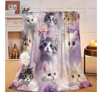 Kawaii Cat Blanket, Soft Plush Fleece Animal Throw Blanket - Cozy Warm Kittern Stuffed Blankets Bedding Cat Gifts for Lover Women Girls Kids Adults 40"X50"