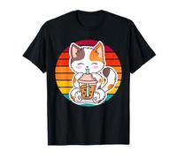 Kawaii Cat Boba Tea Bubble Anime Japanese Neko Girls Teens T-Shirt