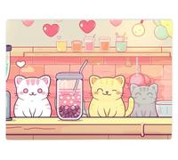 Kawaii Cat Café Glass Chopping Board Large Kitchen Worktop Saver 39 x 28cm