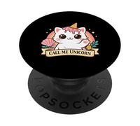 Kawaii Cat Call Me Unicorn Ice Cream Rainbow Kitty PopSockets Adhesive PopGrip