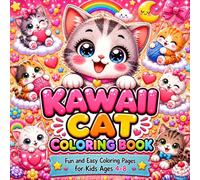 Kawaii Cat Coloring Book for Kids: 30+ Cute and Easy Kitten Coloring Pages for Ages 4-8 | Single-Sided Designs | Fun Kawaii Animal Coloring Book